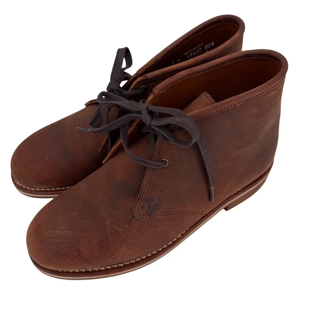 HELM USA Made Pull Up Leather Chukka Boots‎ Brown Heritage Quiet Luxury Mens 7D